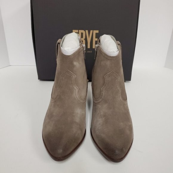 NEW FRYE REINA BOOTIE:TAUPE SUEDE ANKLE BOOTS‎ - Picture 9 of 10